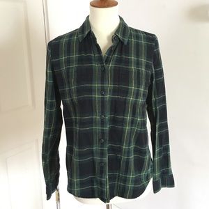 Madewell Green & Yellow Plaid Flannel